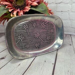 vintage Wilton Armetale Pewter Finish Palm Tree Bread Tray/Serving Plate